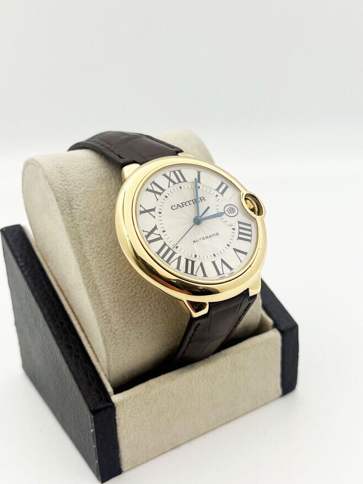Uomo Cartier Ref 2998 Ballon Bleu 42mm Oro giallo 18K Cinturino in pelle in vendita