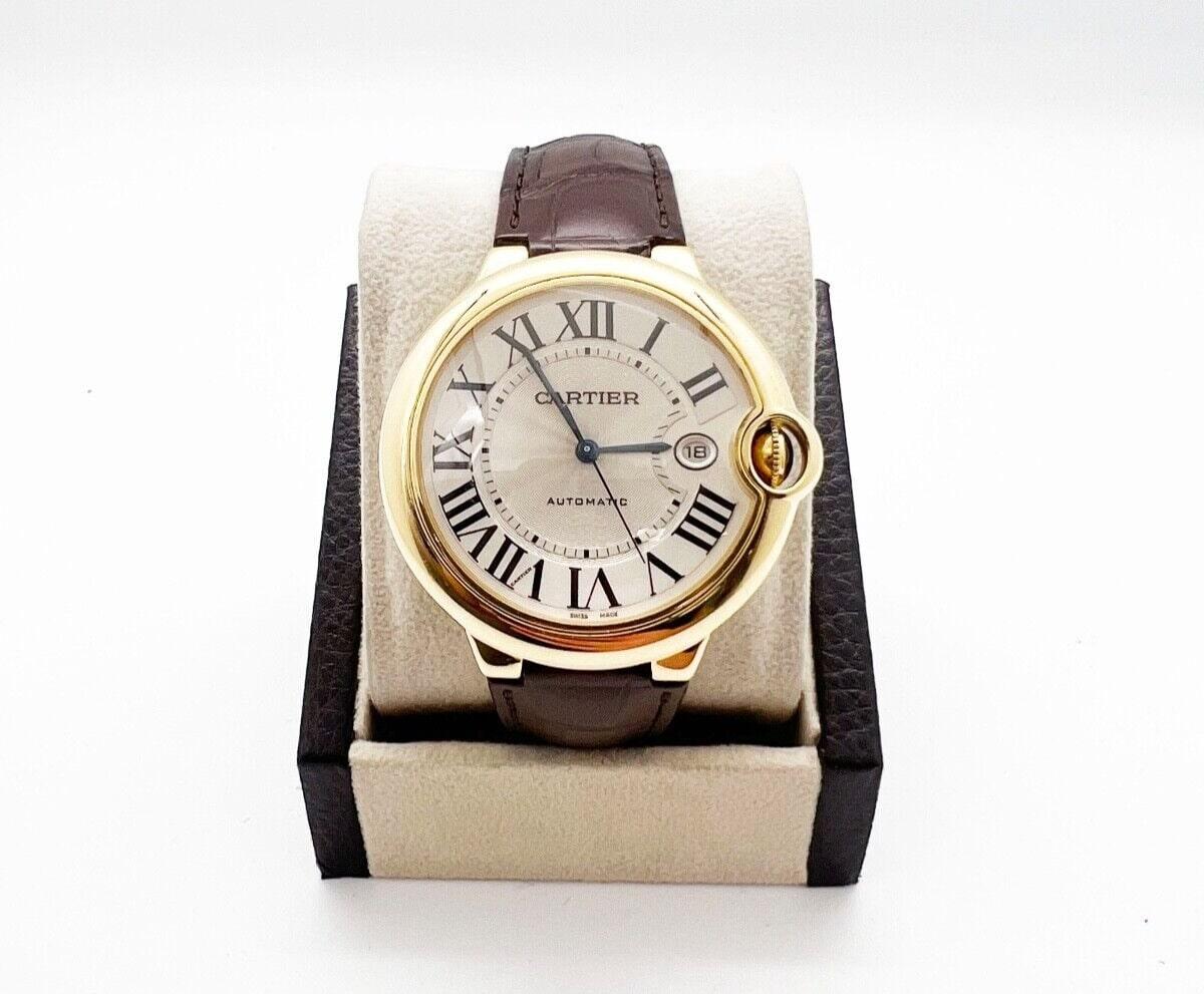 Cartier Ref 2998 Ballon Bleu 42mm Oro giallo 18K Cinturino in pelle in vendita 1