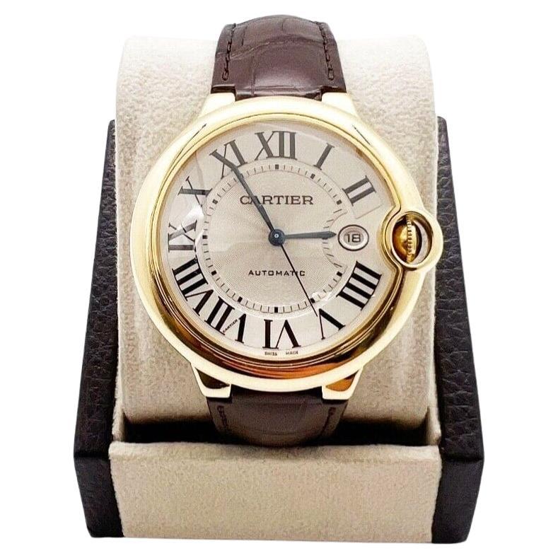 Cartier Ref 2998 Ballon Bleu 42mm 18K Gelbgold Lederband aus Gelbgold