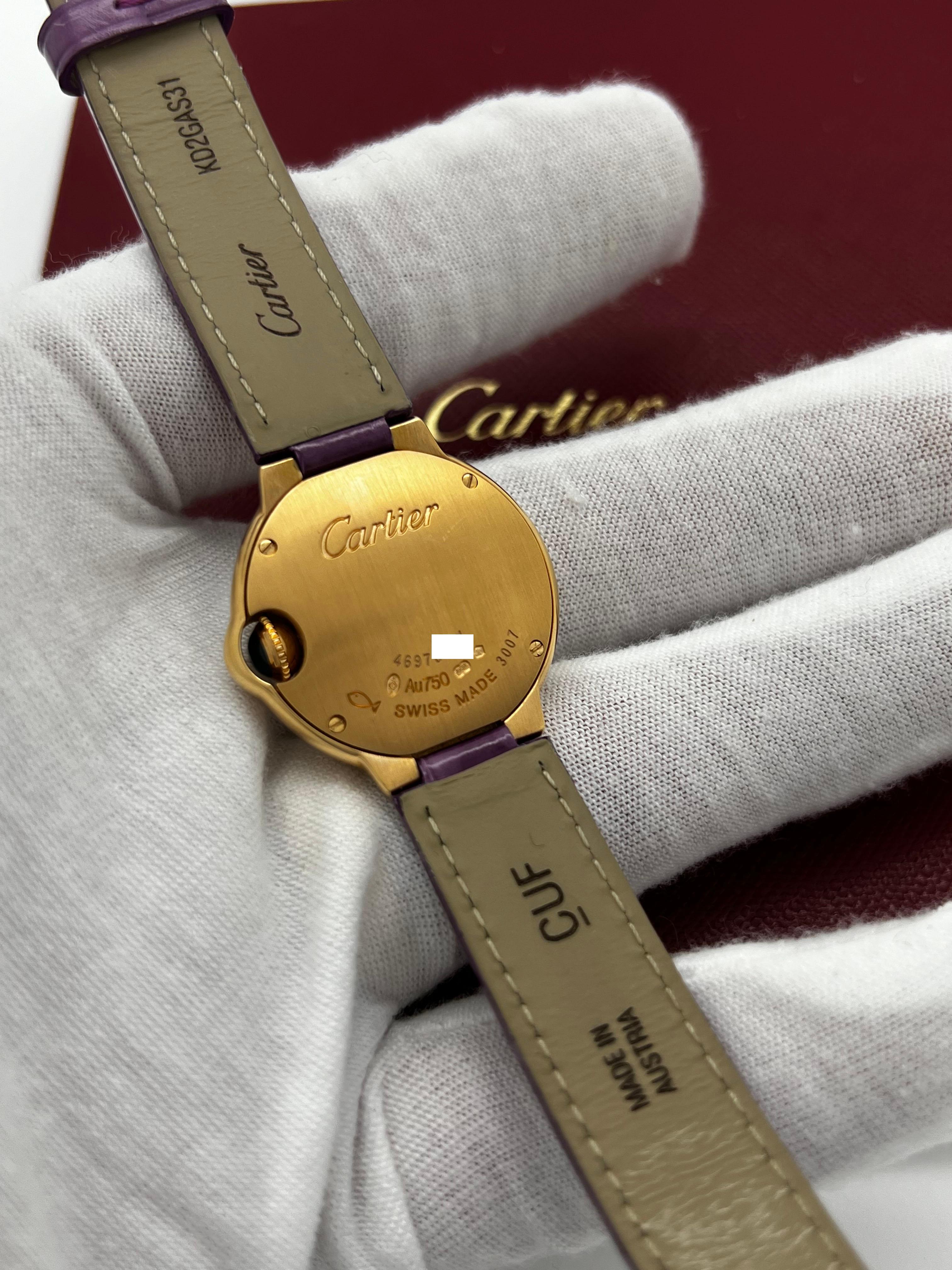 Cartier Ref 3007 Ladies Ballon Bleu Diamond Dial 18K Rose Gold Box Paper For Sale 4