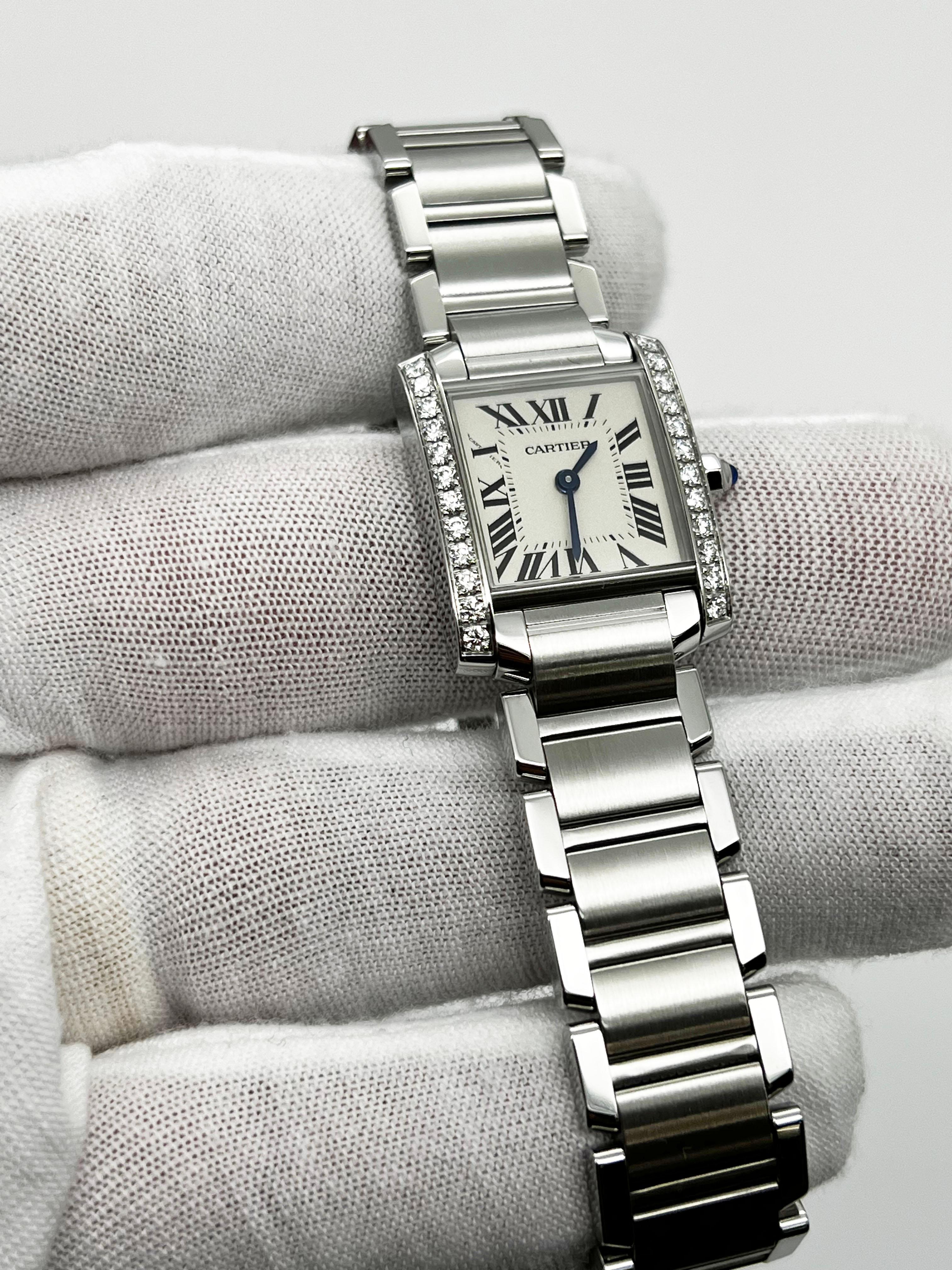 Women's Cartier Ref 3217 W4TA0008 Tank Francaise Diamond Bezel Stainless Box Paper 2021