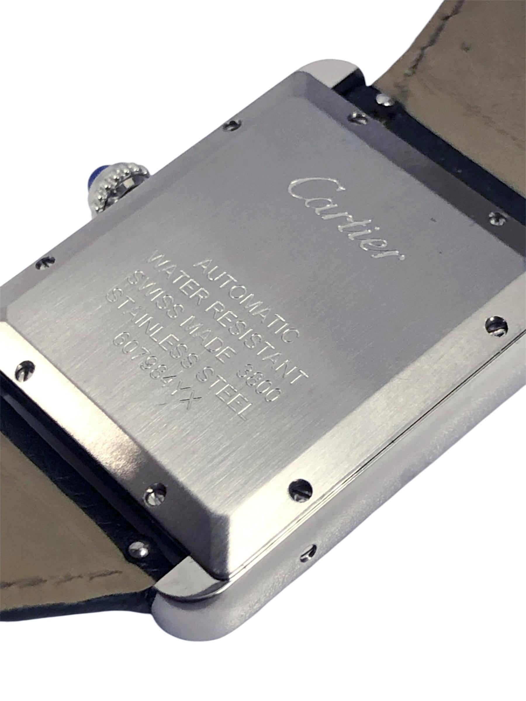 Cartier Ref 3800 Stahl XL Tank Solo Automatik-Armbanduhr im Zustand „Hervorragend“ im Angebot in Chicago, IL