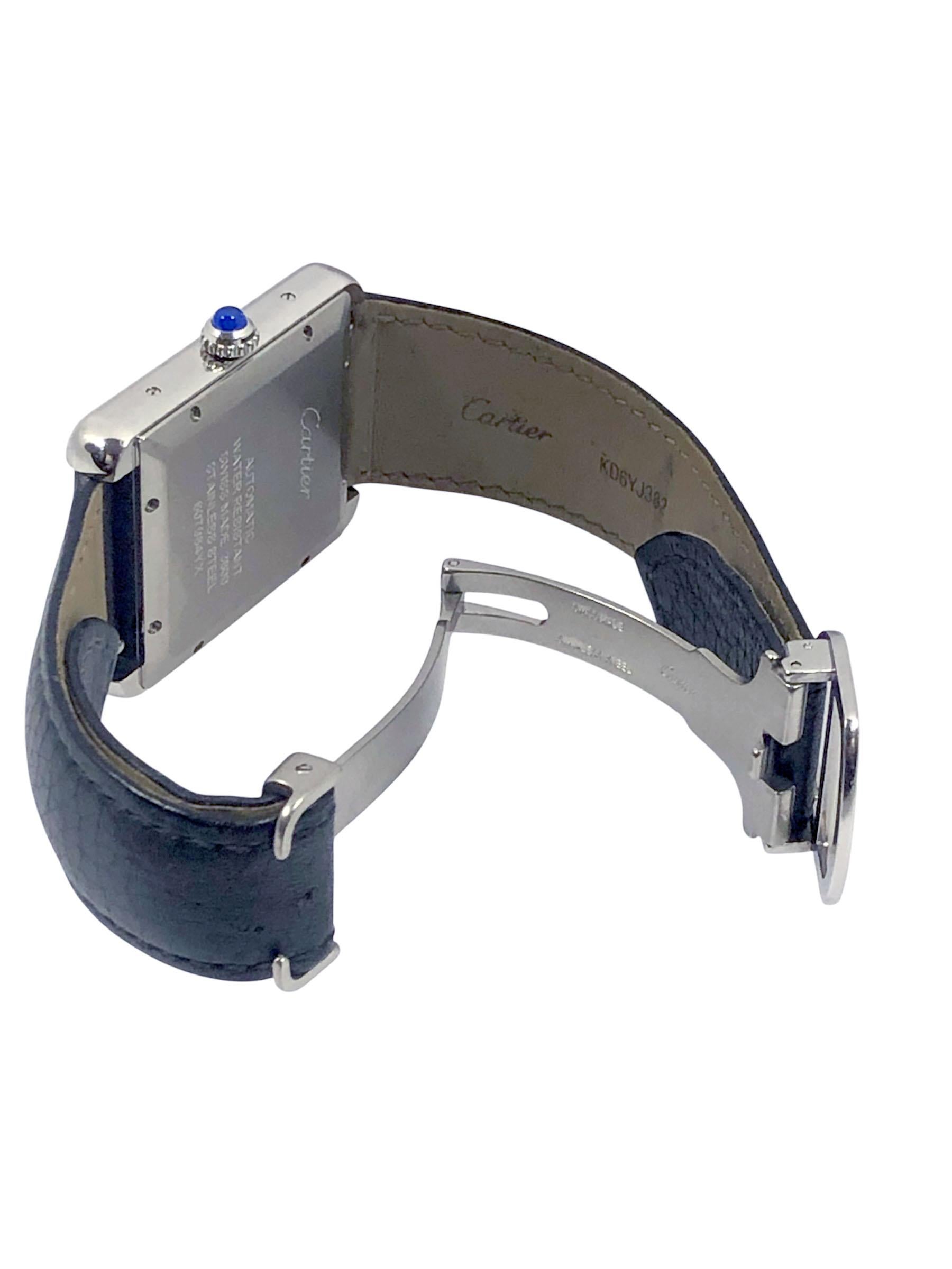 Cartier Ref 3800 Stahl XL Tank Solo Automatik-Armbanduhr im Angebot 1