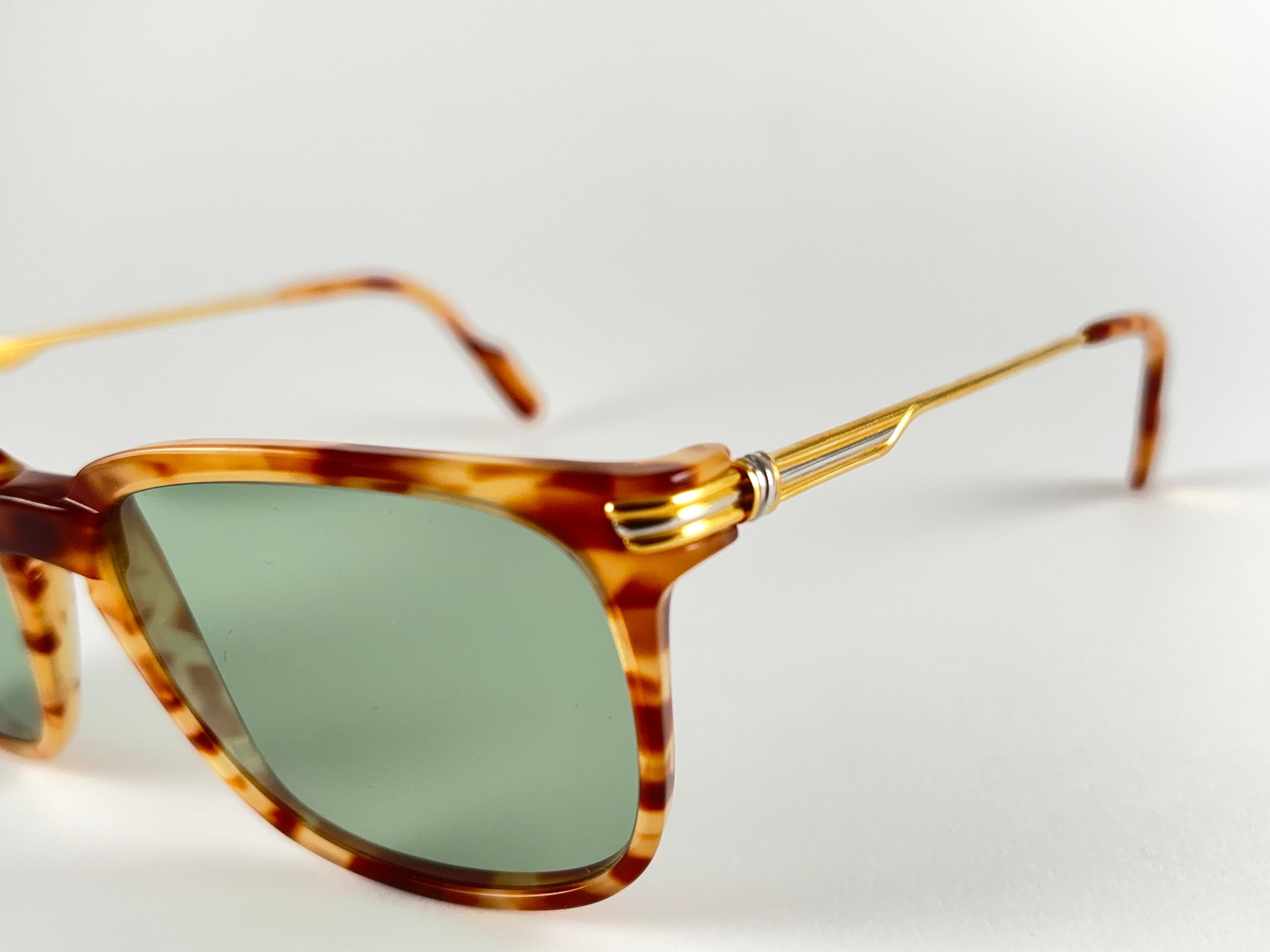 Cartier Reflet Honey Brown Sunglasses 54MM 18k Gold France 1991 For Sale 2