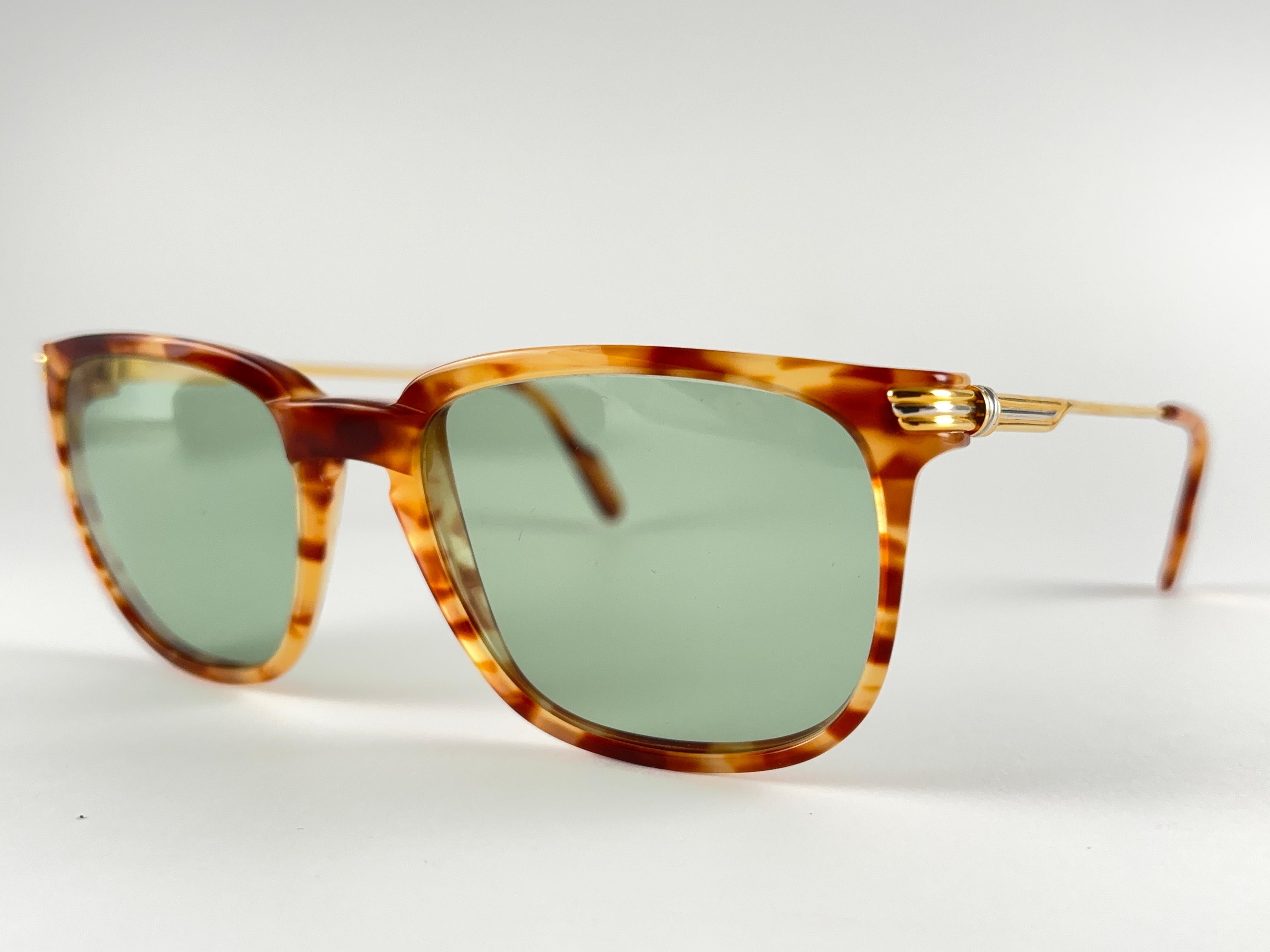 Cartier Reflet Honey Brown Sunglasses 54MM 18k Gold France 1991 For Sale 3