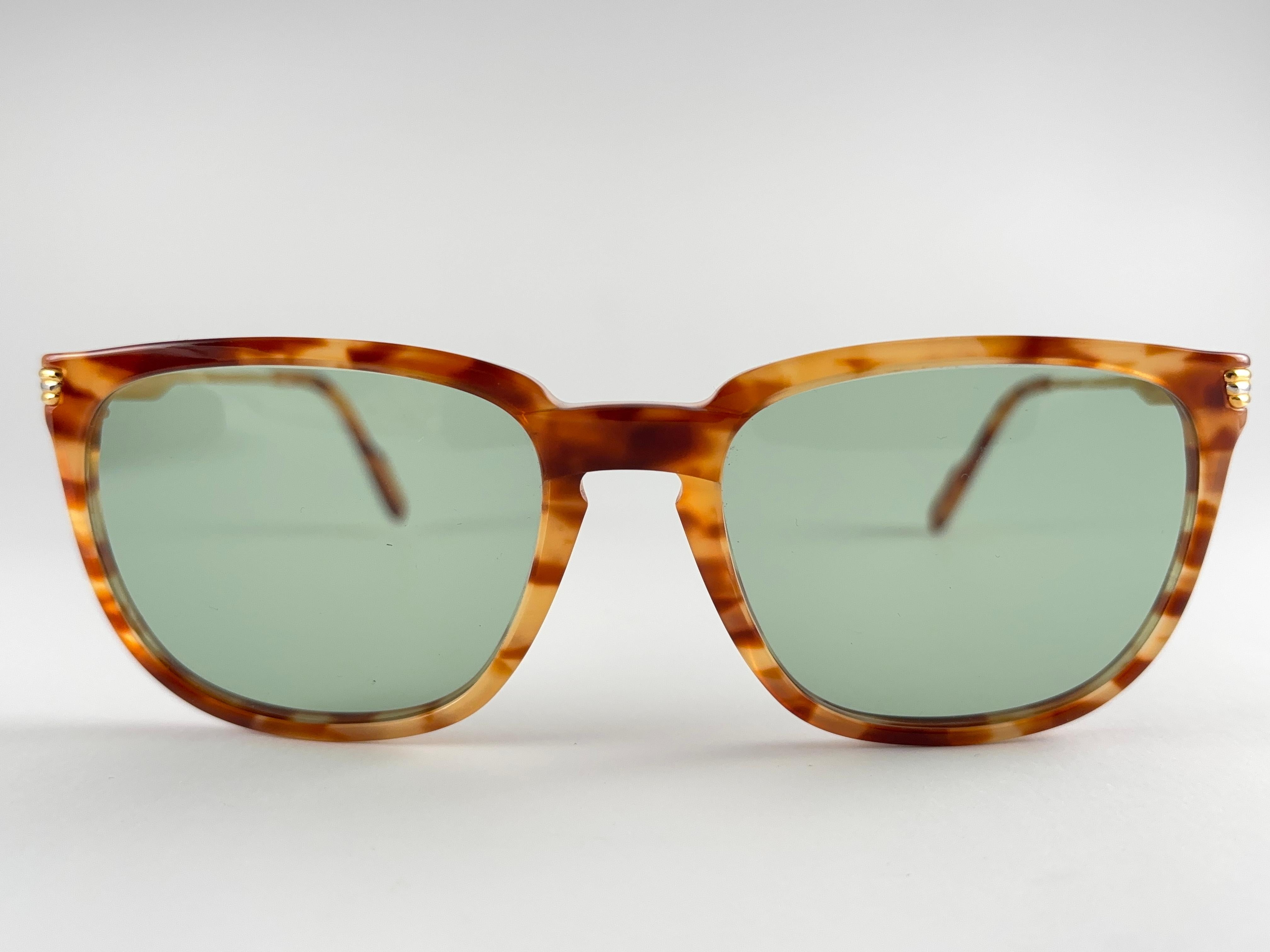 Cartier Reflet Honey Brown Sunglasses 54MM 18k Gold France 1991 For Sale 4