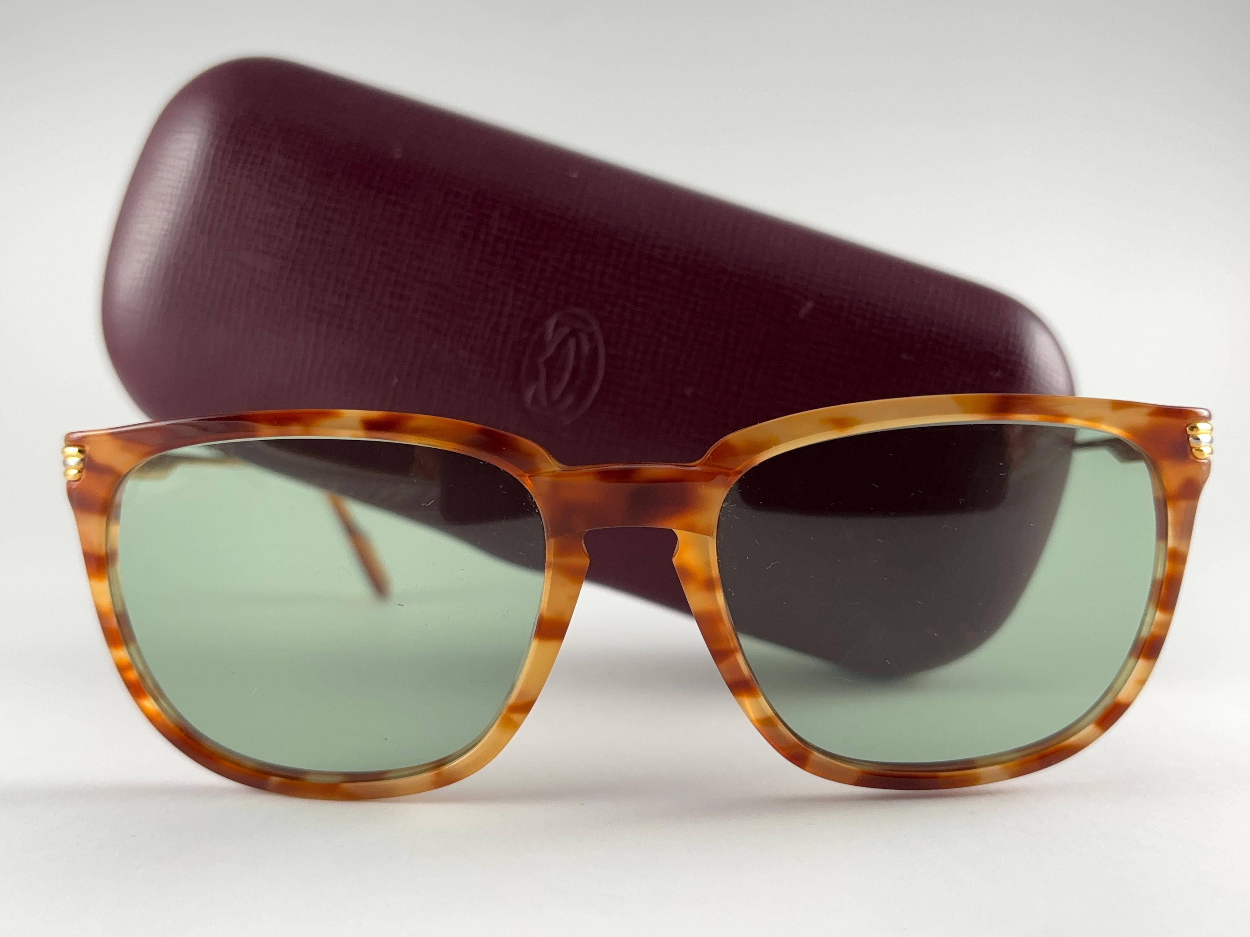 Cartier Reflet Honey Brown Sunglasses 54MM 18k Gold France 1991 For Sale 5