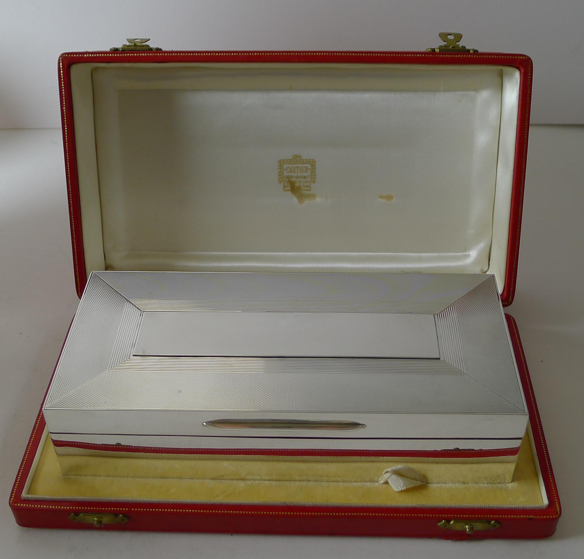 Cartier Retailed Solid Sterling Silver Cigar Box - 1961 In Good Condition In Bath, GB