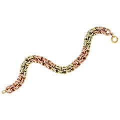 Cartier Retro 14 Karat Tri-Colored Rose Green Gold Charm Bracelet