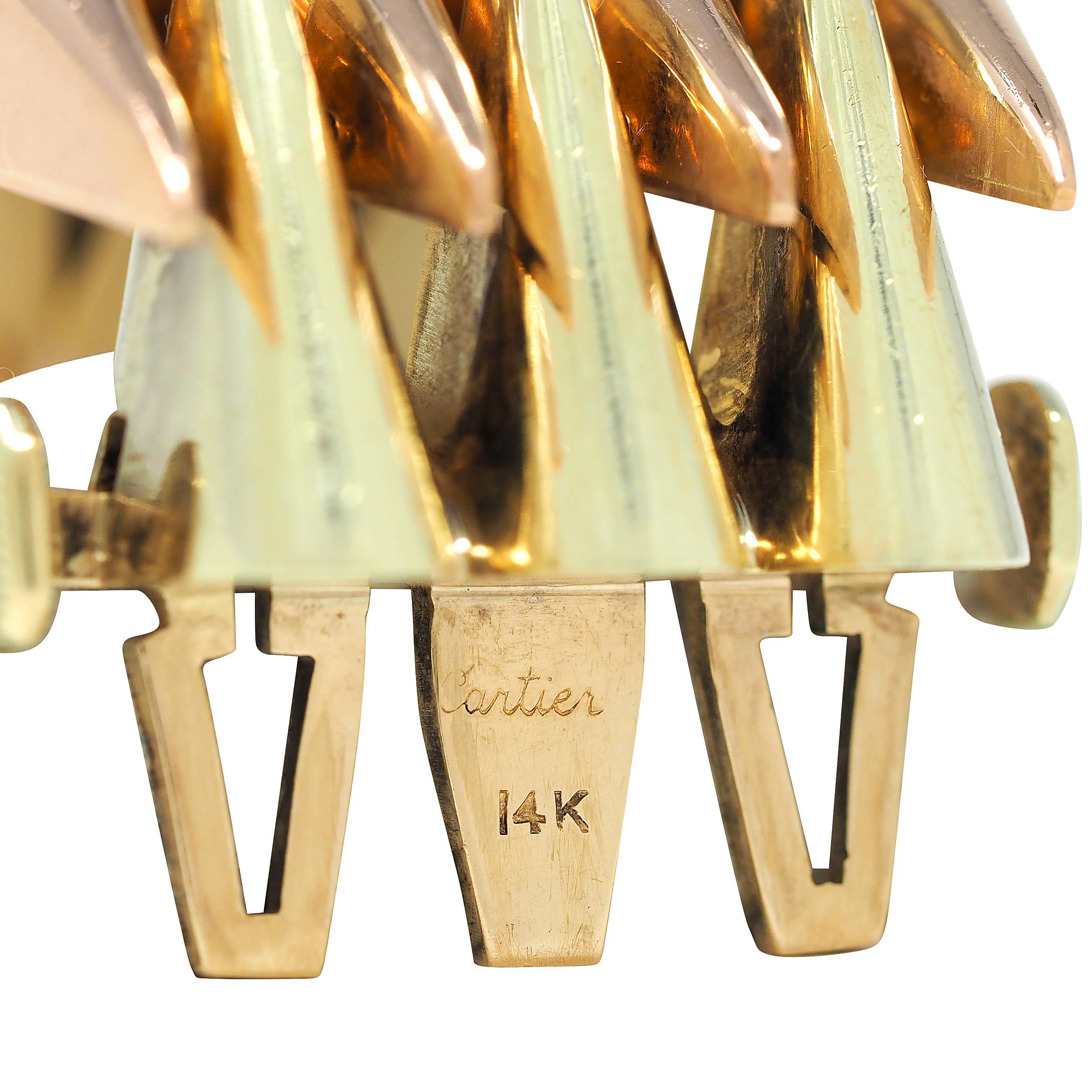 Cartier Retro 14 Karat zweifarbiges Gelb-Roségold Vintage Tank-Armband im Angebot 6