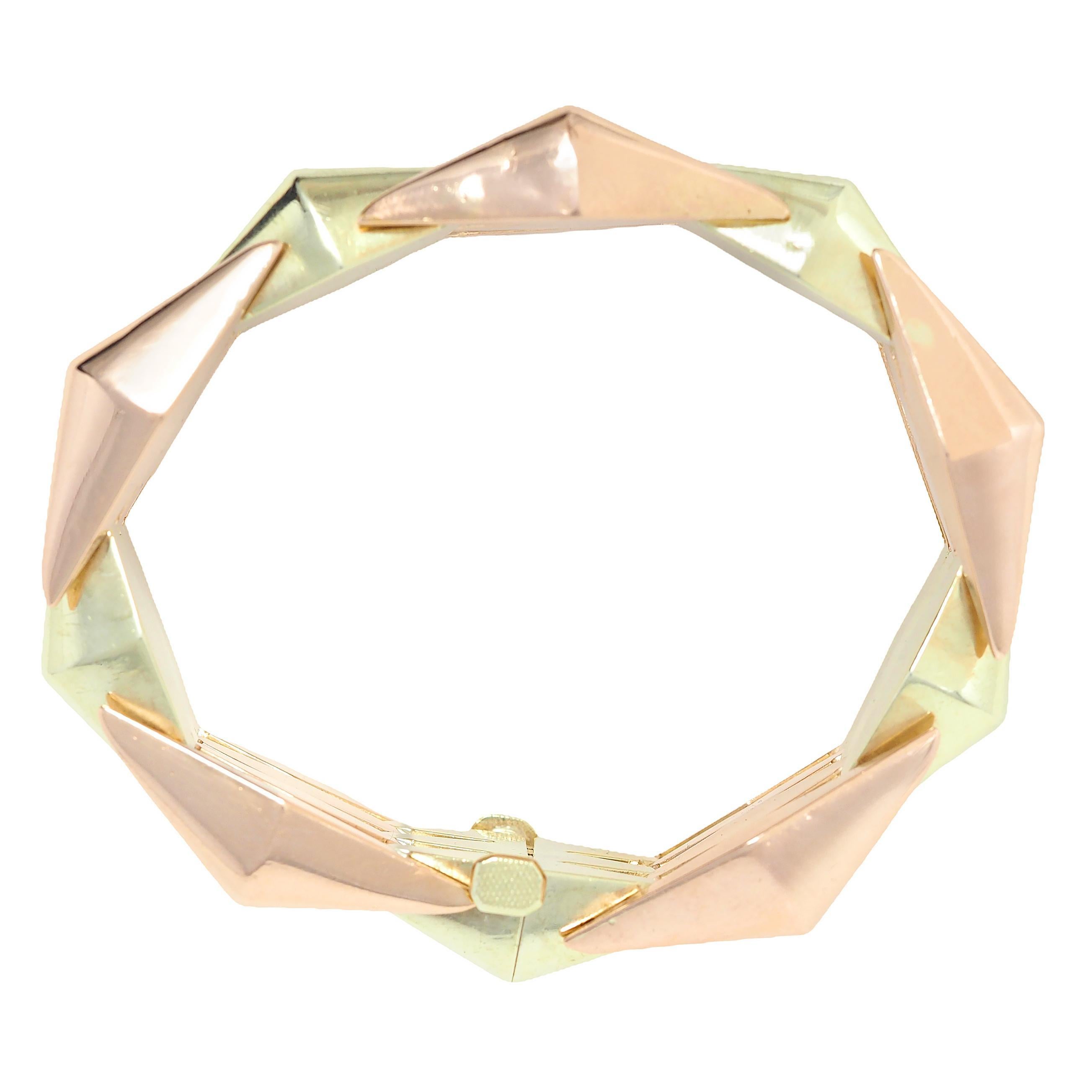 Cartier Retro 14 Karat zweifarbiges Gelb-Roségold Vintage Tank-Armband im Angebot 5