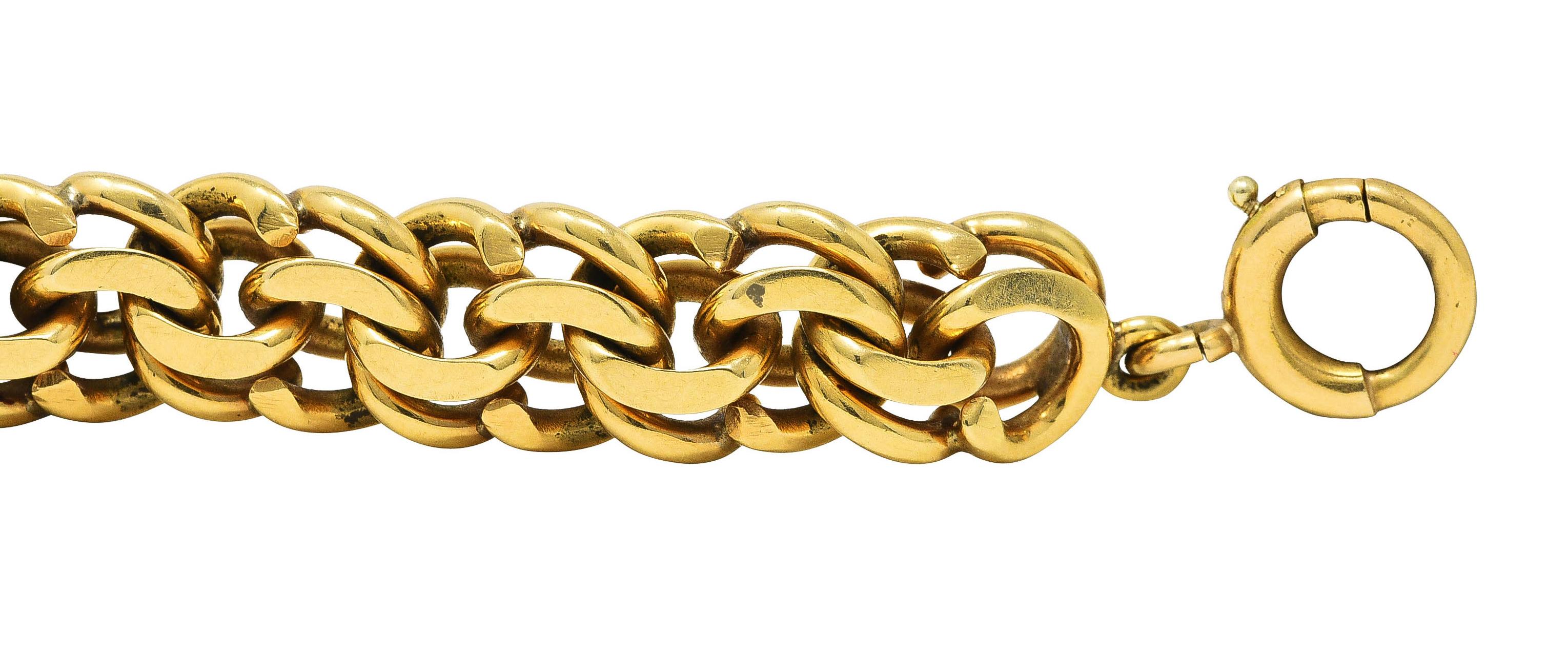 Cartier Retro 14 Karat Yellow Gold Double Curb Link Unisex Vintage Bracelet 1