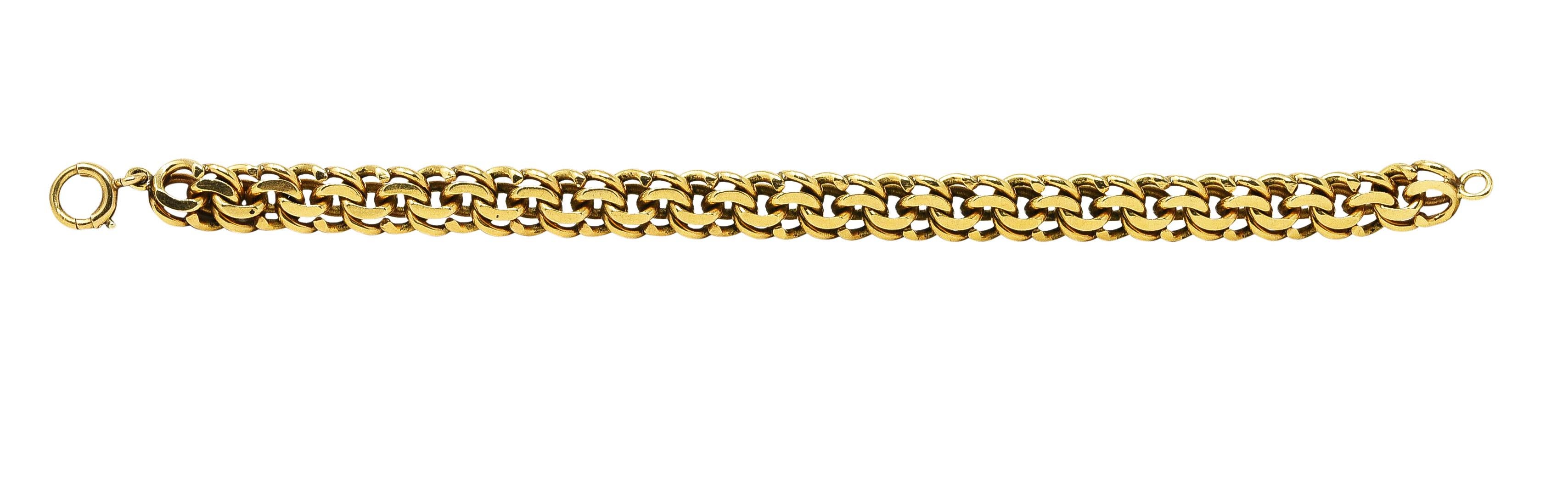 Cartier Retro 14 Karat Yellow Gold Double Curb Link Unisex Vintage Bracelet 4