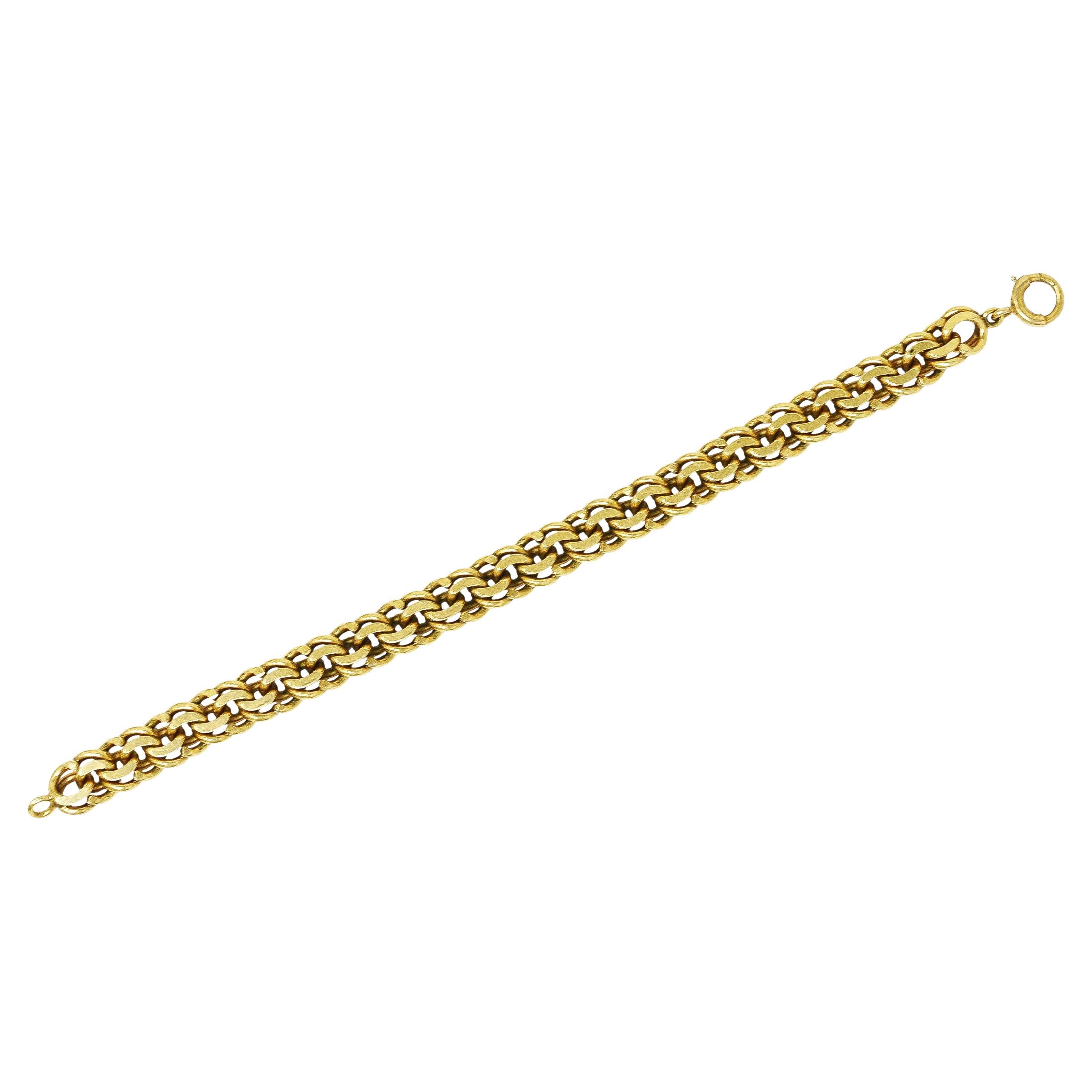 Cartier Retro 14 Karat Yellow Gold Double Curb Link Unisex Vintage Bracelet