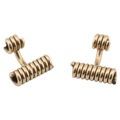 Boutons de manchette Cartier Retro 14k Gold Spiral Spring