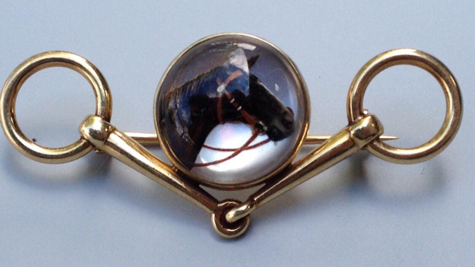 CARTIER Retro 14k Gelbgold, Emaille & Bergkristall Reiterbrosche 1940er Jahre im Angebot 5