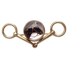 CARTIER Retro 14k Yellow Gold, Enamel & Rock Crystal Equestrian Brooch 1940s