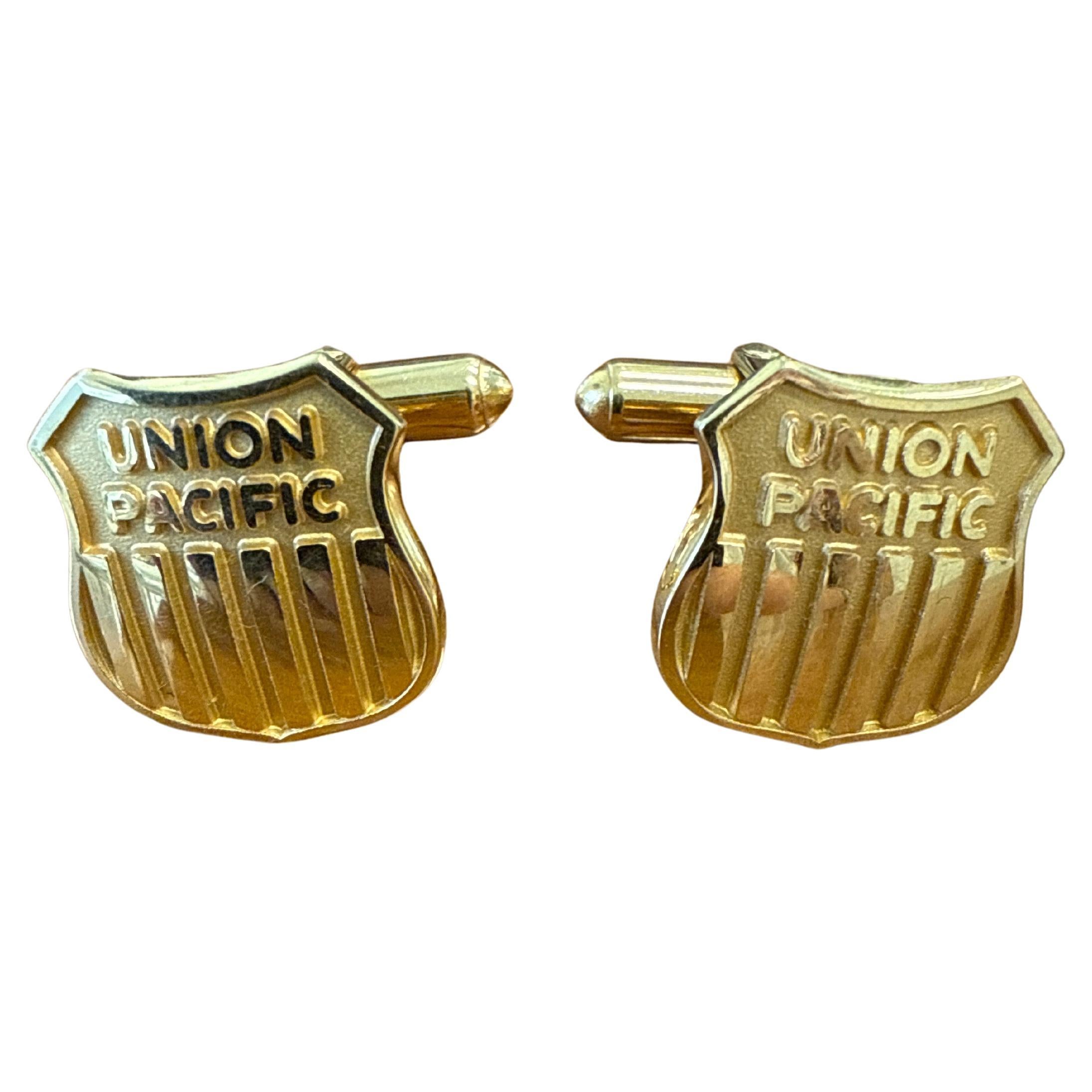 CARTIER Retro 14k Yellow Gold Union Pacific Cufflinks Retro 1950s