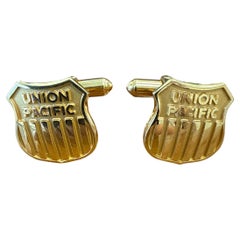 CARTIER Retro 14k Yellow Gold Union Pacific Cufflinks Retro 1950s