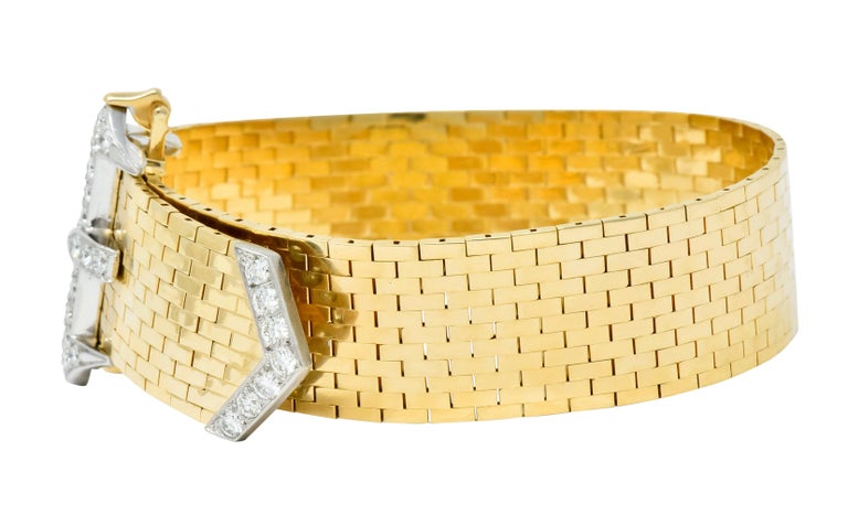 Cartier Retro 1.60 Carat Diamond 14 Karat Yellow Gold Belt Buckle ...