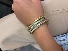 CARTIER Retro 18k Tri Color Gold Cuff Bangle Bracelet Retro 1950s Rare