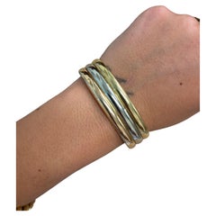 CARTIER Retro 18k Tri Color Gold Cuff Bangle Bracelet Retro 1950s Rare