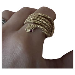 CARTIER Retro 18k Yellow Gold & Ruby Snake Ring Circa 1950s Rare