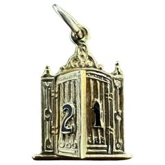 CARTIER Retro 1940s 14k Yellow Gold & Enamel 21 Charm Pendant Rare