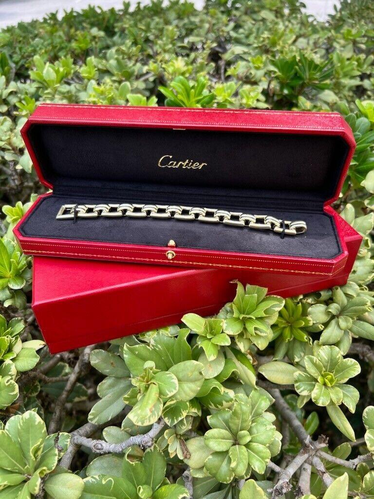 CARTIER Bracelet à maillons rétro des années 1940 en or jaune 14 carats avec boîte Unisexe en vente