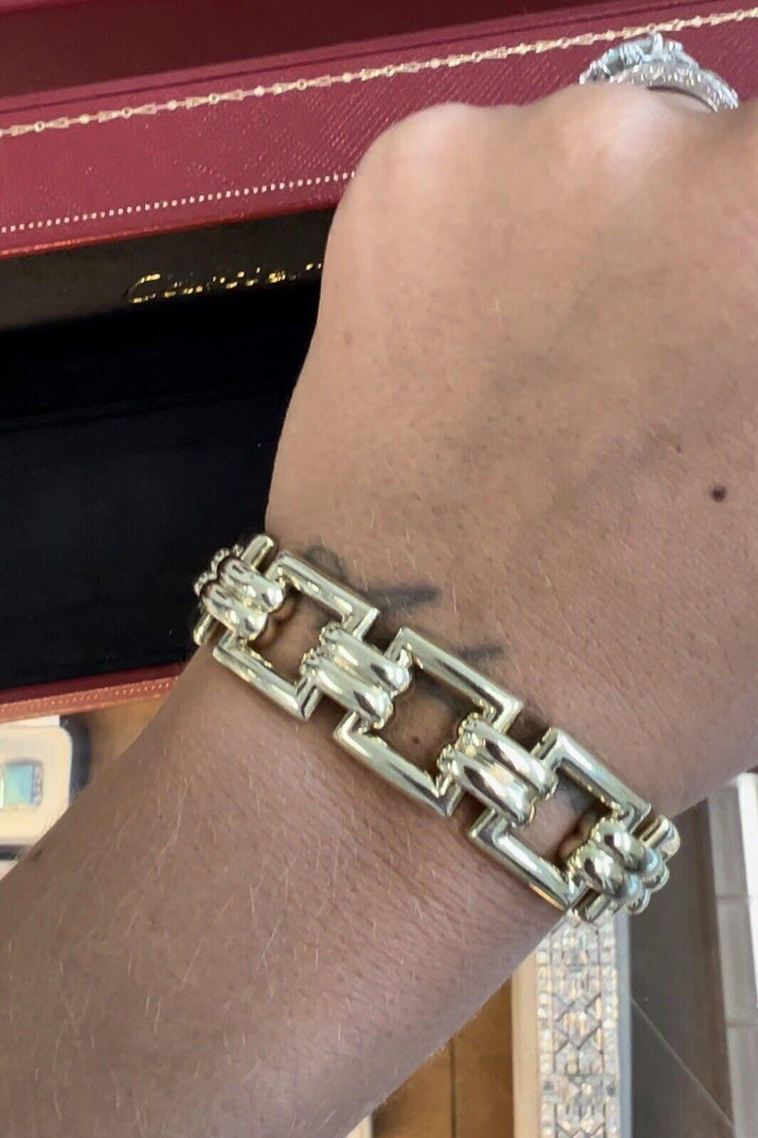 CARTIER Bracelet à maillons rétro des années 1940 en or jaune 14 carats avec boîte en vente 1