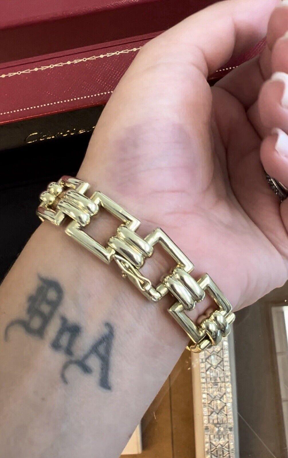CARTIER Bracelet à maillons rétro des années 1940 en or jaune 14 carats avec boîte en vente 2