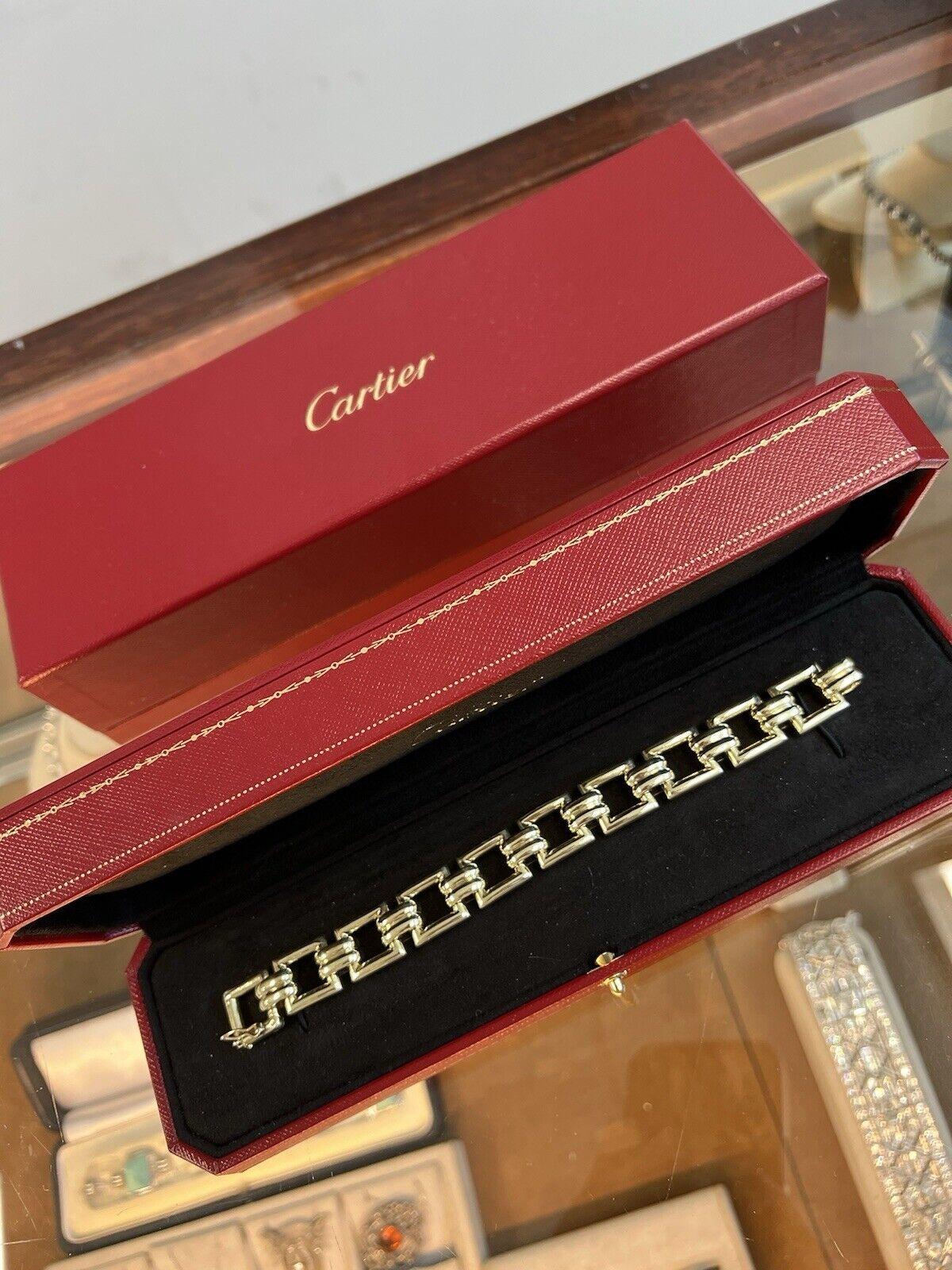CARTIER Bracelet à maillons rétro des années 1940 en or jaune 14 carats avec boîte en vente 3