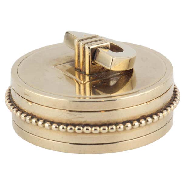 Cartier Retro 9K Gold Beaded Pill Box For Sale at 1stDibs