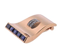 Cartier Retro Blue Sapphire Diamond Brooch Pin