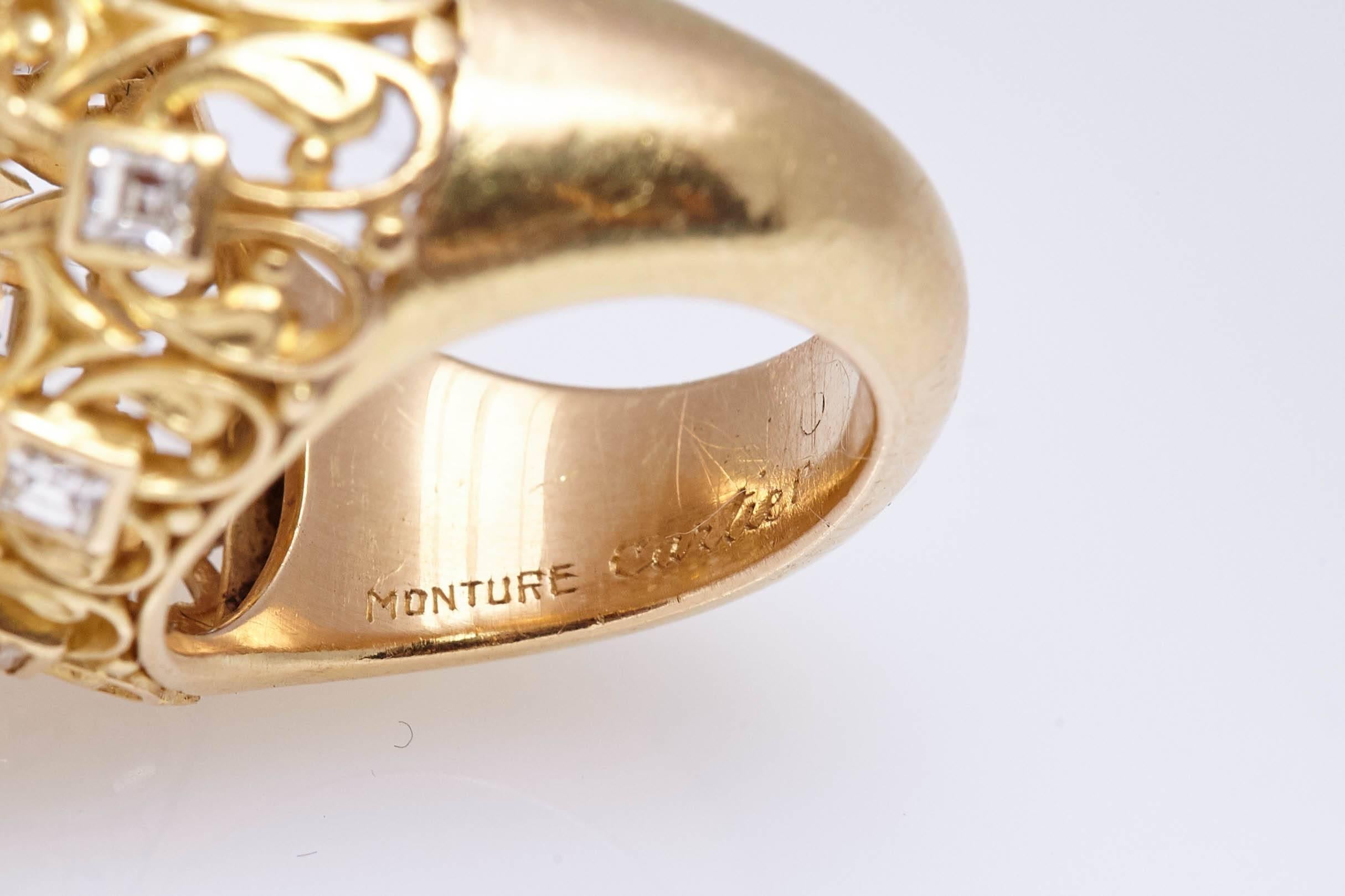 Women's Cartier Retro Diamond Gold Ring For Sale
