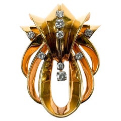 Cartier Retro Gold and Diamond Brooch