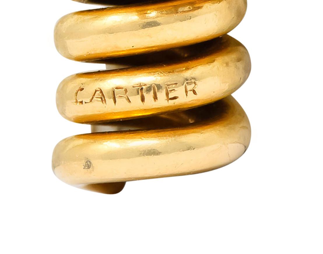 Women's or Men's Cartier Retro Ruby 18 Karat Gold Spiral Men's Cufflinks, circa 1940s