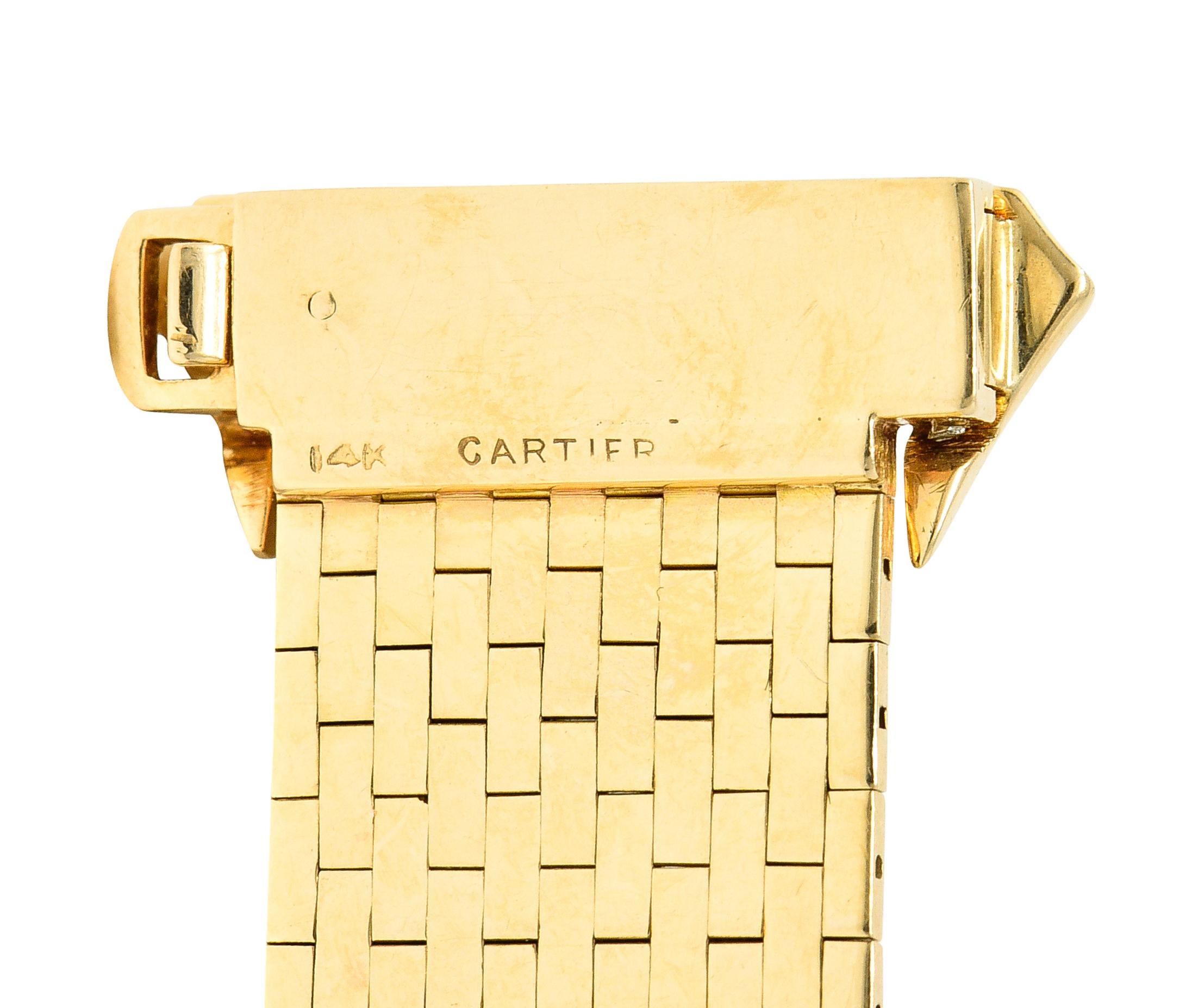 Cartier Retro Ruby Diamond Platinum 14 Karat Yellow Gold Mesh Belt Bracelet 2