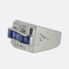 Cartier Retro Sapphire and Diamond Ring