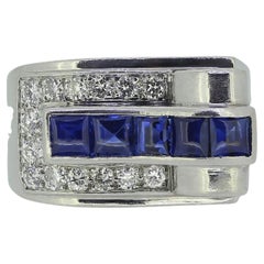 Cartier Retro Sapphire and Diamond Ring
