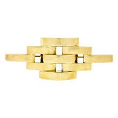 Cartier Retro Vintage 14K Yellow Gold Large Open Interlocked Marquise Pin Brooch