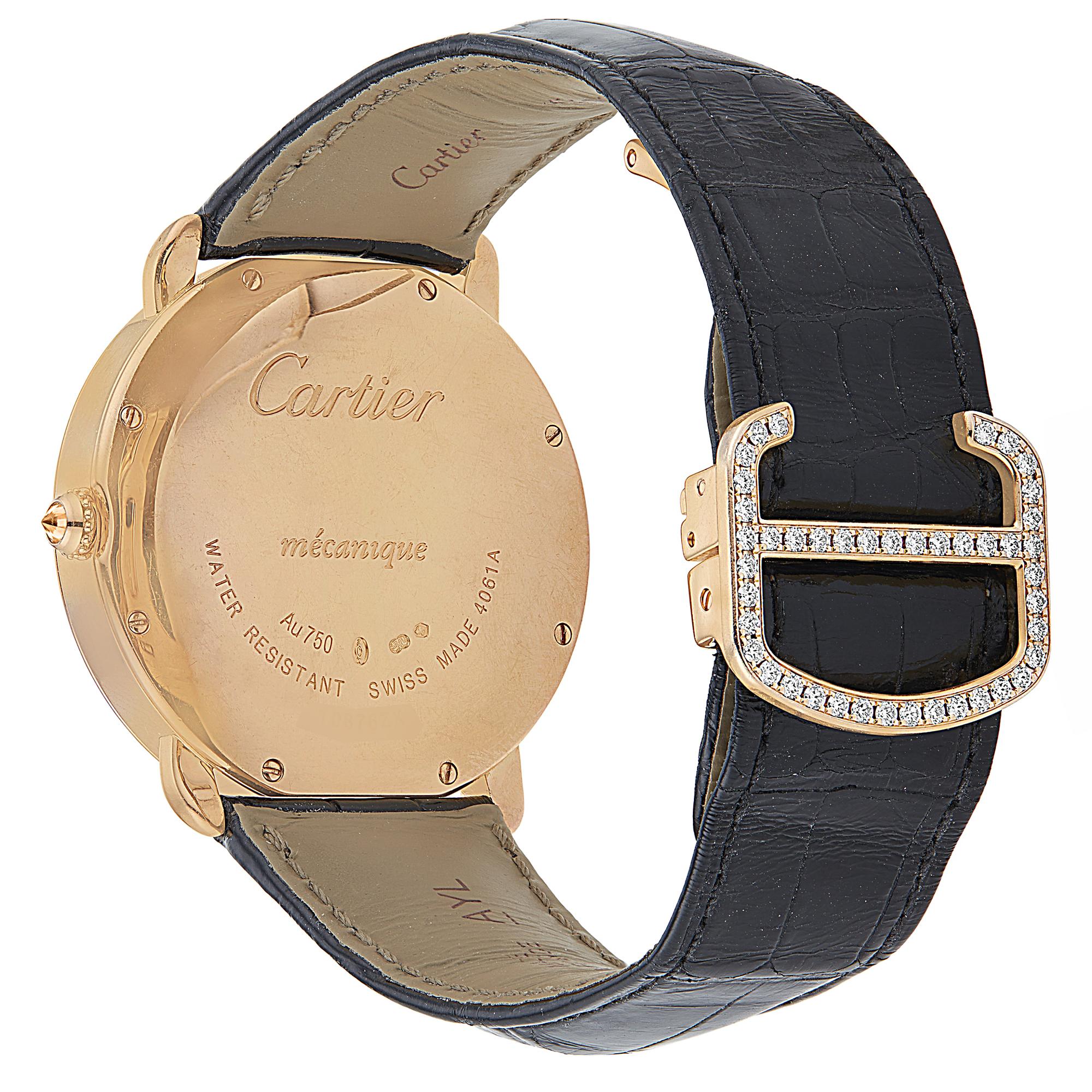 Round Cut Cartier Revelation D'Une Panthere Rose Gold Diamond Watch For Sale