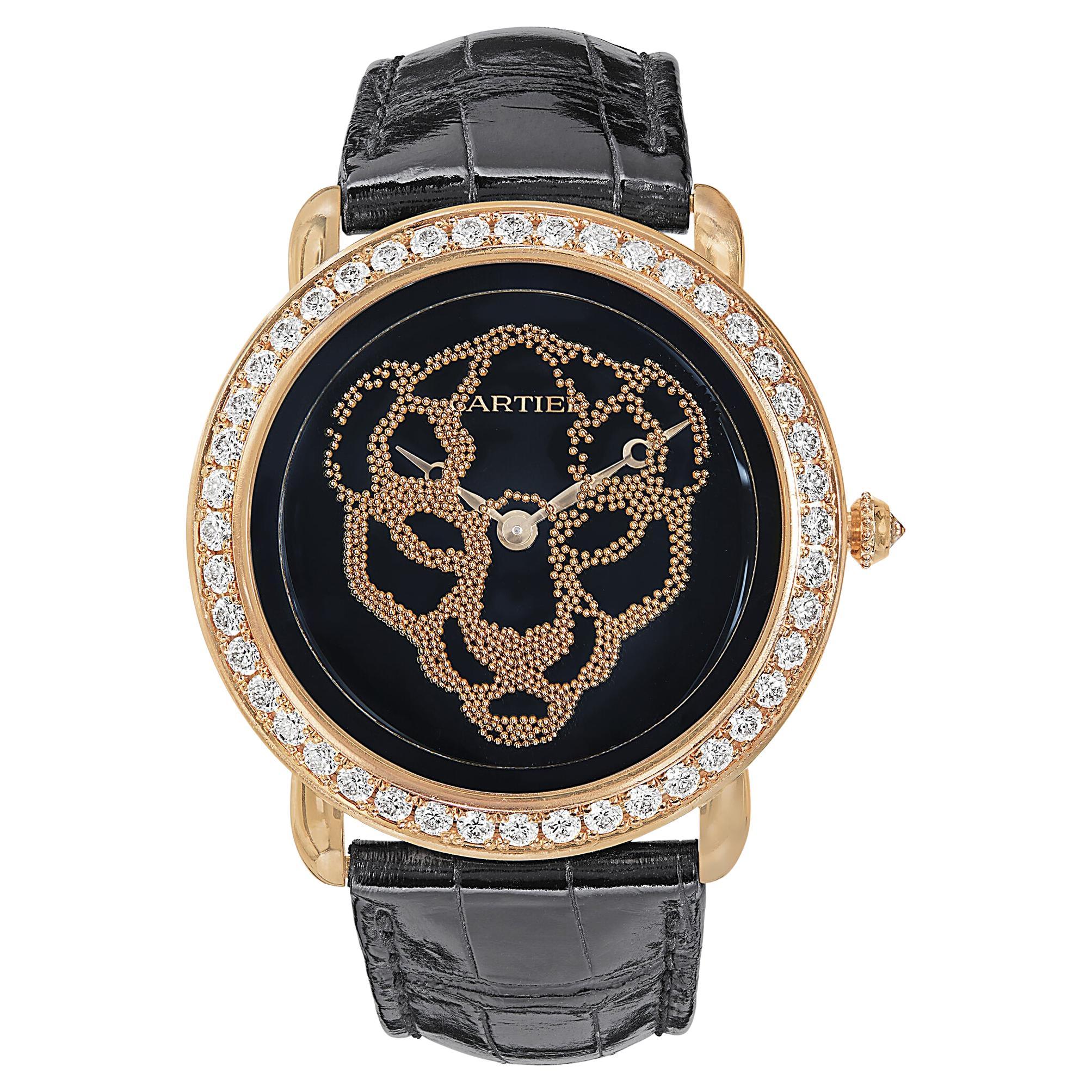 Cartier Revelation D'Une Panthere Rose Gold Diamond Watch For Sale