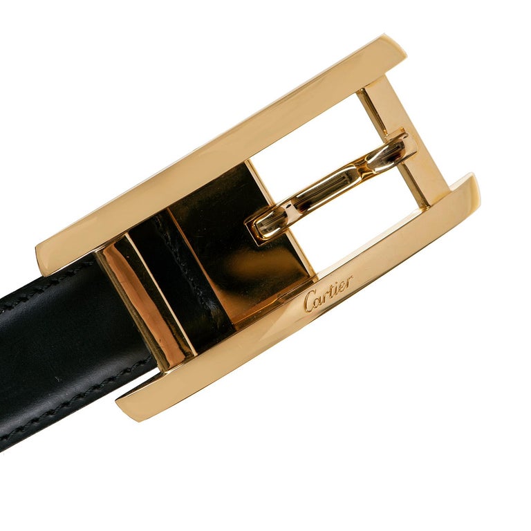 Cartier Reversible Belt Black/Brown Calf Leather with Gold Buckle at