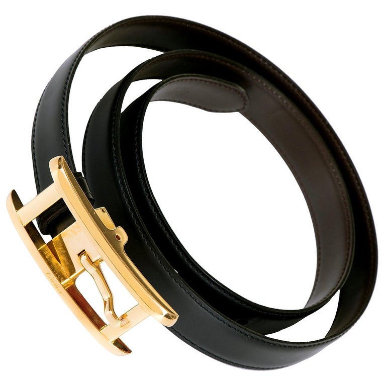 Cartier Reversible Leather Belt Black/Brown Size M w/ Box Cartier Black/Brown Leather Santos De Cartier Reversible  main image 4