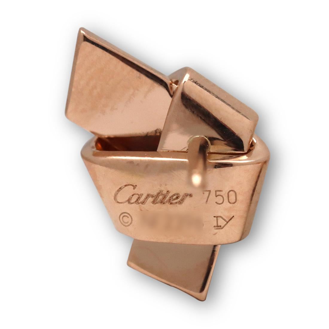 Cartier Ribbon Knot Rose Gold Diamond Earrings 1