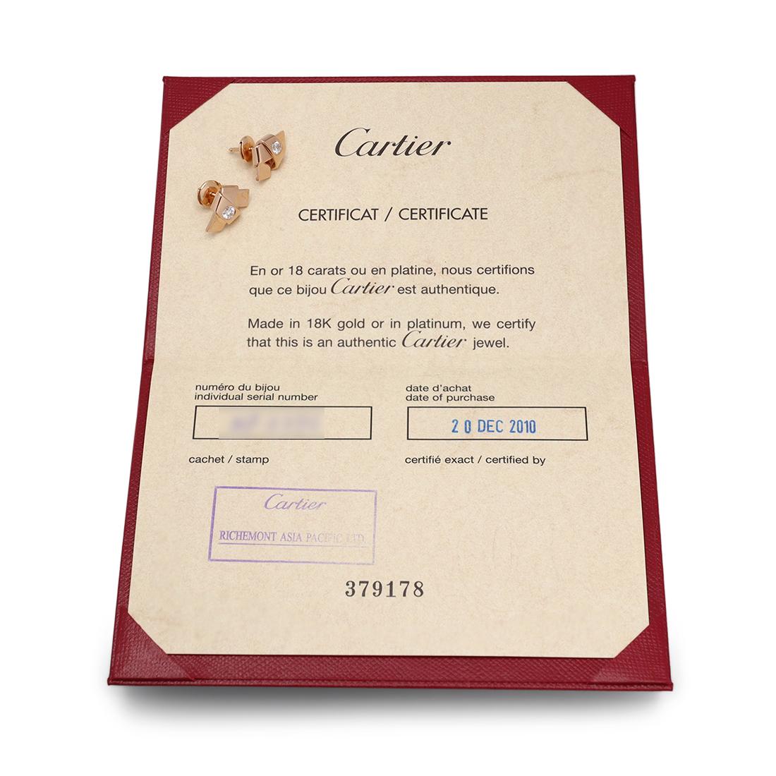 Cartier Ribbon Knot Rose Gold Diamond Earrings 2