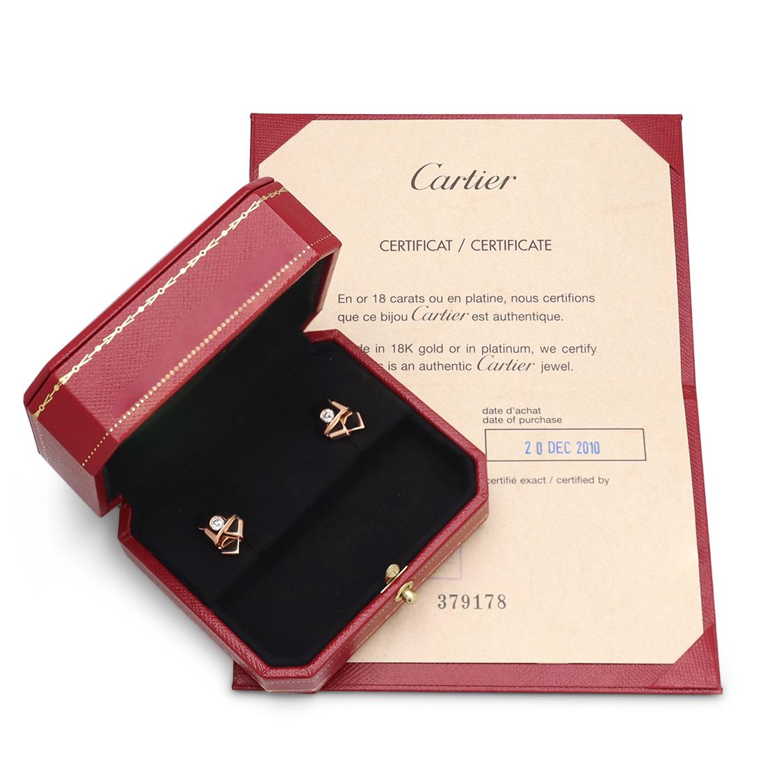 Cartier Ribbon Knot Rose Gold Diamond Earrings 3