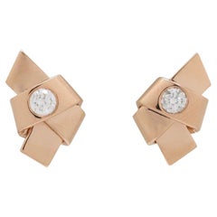 Cartier Ribbon Knot Rose Gold Diamond Earrings