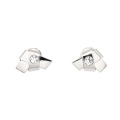 Cartier Ribbon Knot Stud Earrings 18K White Gold with Diamond